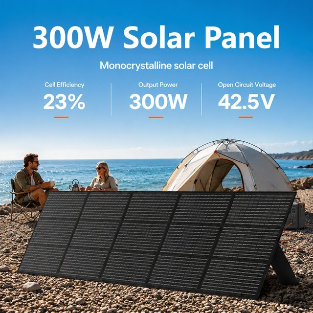 CHUBAN Tragbares 300W Solarpanel in Schwarz als Solarladegerät für Powerstationen und Camping - Bild 1