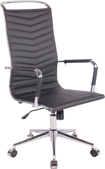 TPFLiving Bürostuhl Battle in Schwarz aus Kunstleder mit Armlehnen und Rollen, B/T/H: 57 x 65 x 120 cm - Bild 1