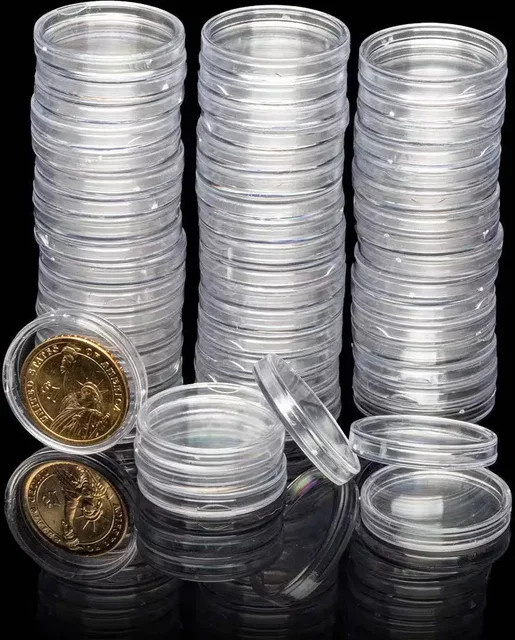 LIYIMENG Münzaufbewahrungsbox aus transparentem Kunststoff für runde Münzkapseln und Medaillenschutz, Durchmesser: 30 mm bis 45 mm - Bild 1