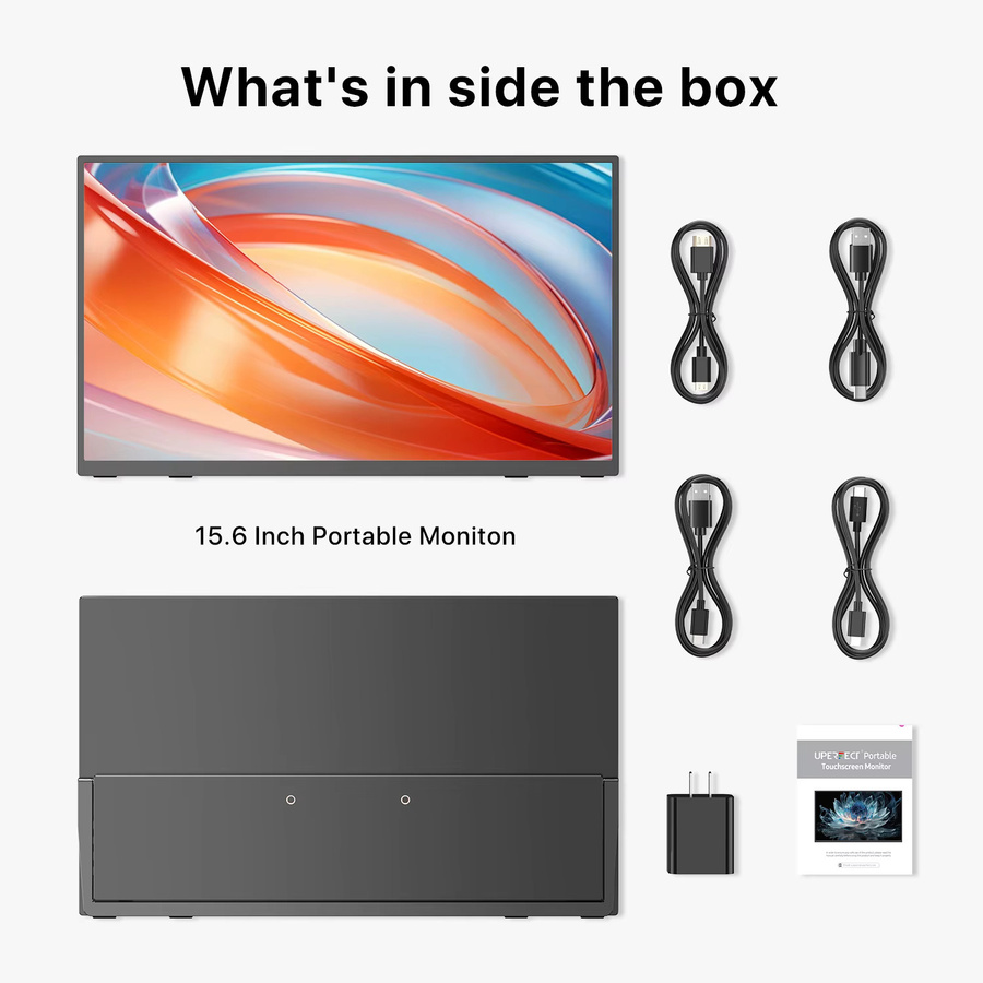 UPERFECT 15,6 Zoll tragbarer Monitor mit 10-Punkt-Touchscreen, Full HD 1080P, 60 Hz, HDMI und USB C, Schwarz - Bild 5