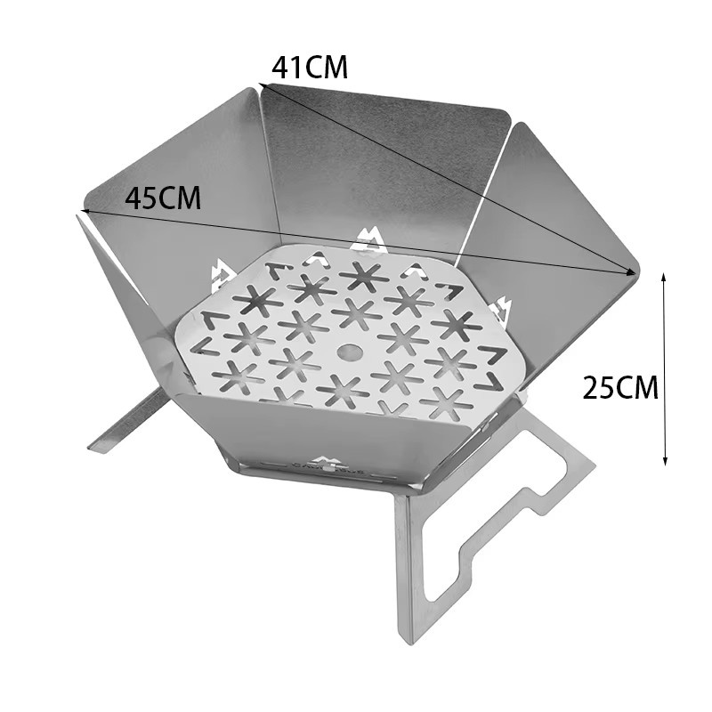 Tragbarer Camping Brazier Klappbarer Lagerfeuer Herd aus Holz als Outdoor Brennholz Brenner in Silber, B/T/H: 45,0 x 25,0 cm - Bild 3