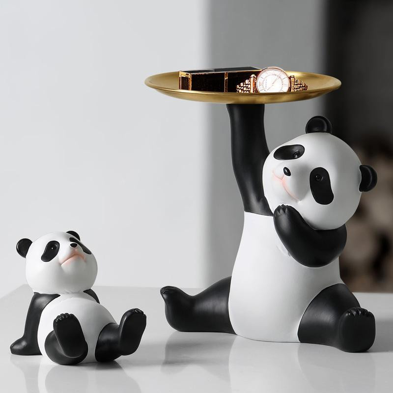 Yiran Furniture Panda-Tablett als kreative Desktop-Dekoration und Schlüsselaufbewahrung in Weiß, Schwarz oder Gold, B: 16,0 cm, T: 17,0 cm, H: 1,0 cm - Bild 3