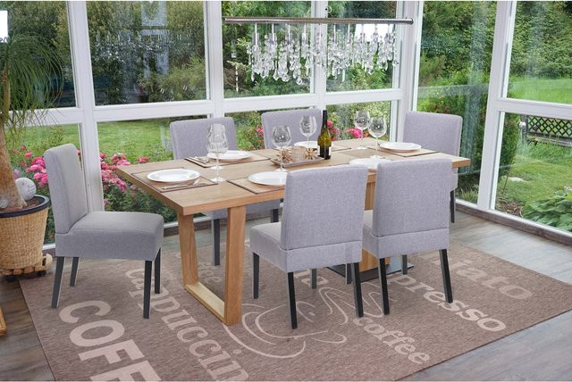 6er-Set Esszimmerstühle MCW-F61 Lounge-Stühle aus Stoff in Grau - Bild 1