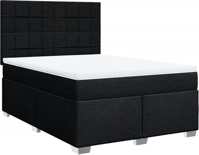 vidaXL Boxspringbett Hybrid mit Matratze Schwarz B: 160 cm, T: 200 cm, mit USB-Ladeport und Unterbettbeleuchtung - Bild 1
