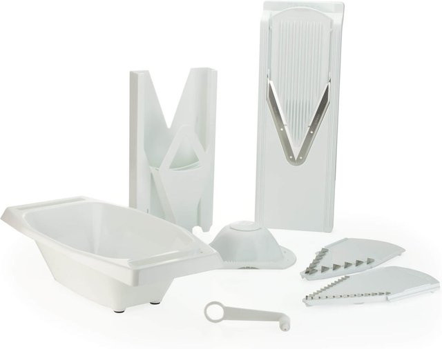 Börner Mandoline V3 Spezial 7-teiliges Set in Weiß mit 5 Schnittstärken und Edelstahlklingen - Bild 1