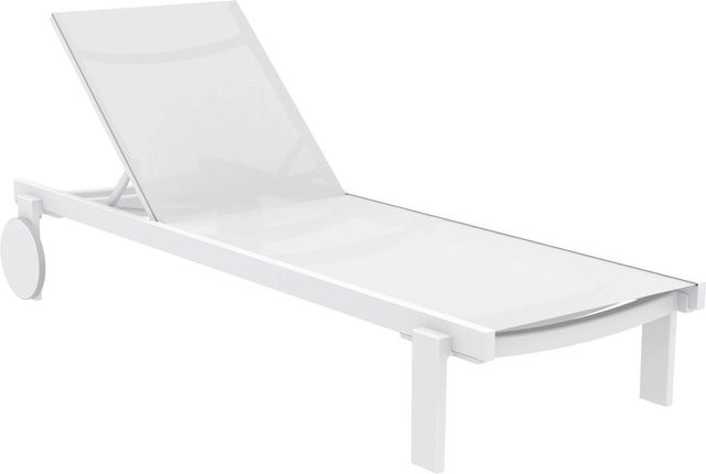 DELUKE Sonnenliege RUNE klappbar mit Rollen aus Aluminium in Weiß mit Textilene-Gewebe B/T/H: 190 x 74 x 31 cm - Bild 1