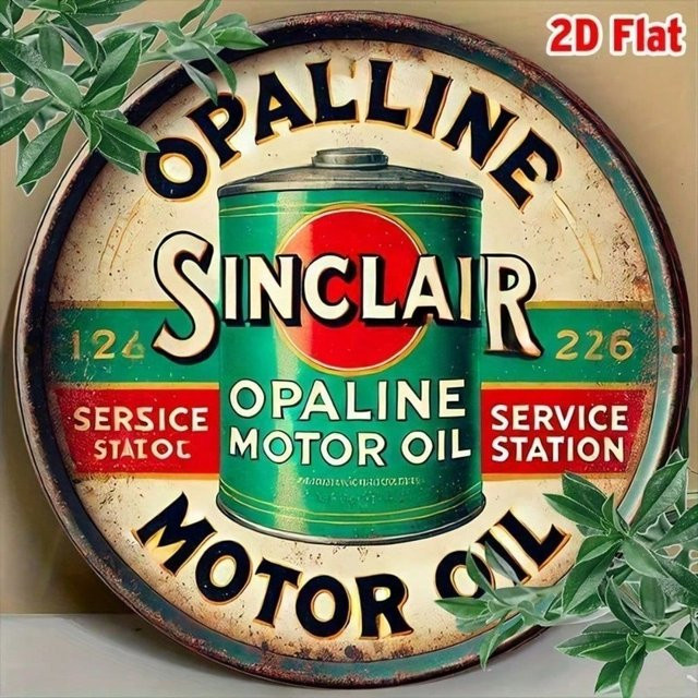 Sinclair Vintage Metall-Blechschild Motoröl Wanddekoration rund, Mehrfarbig - Bild 1