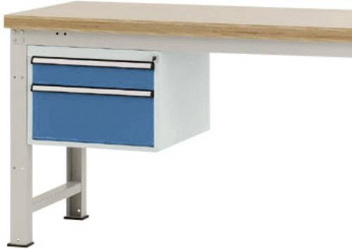 Manuflex Gehäuse-Unterbau PROFI mit 2 Schubfächern für Werkbanktiefe 700 mm, grau/blau - Bild 1