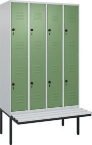 C+P Doppelstock-Spind Classic PLUS Sitzbank mit 4 Abteilen und Sicherheits-Drehriegel, B/T/H: 212 x 120 x 81,5 cm - Bild 1