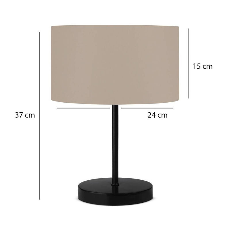 Opviq Tischleuchte in Schwarz und Mink aus Metall und Stoff mit E27 Fassung, B/H/T: 24 x 37 x 24 cm - Bild 2