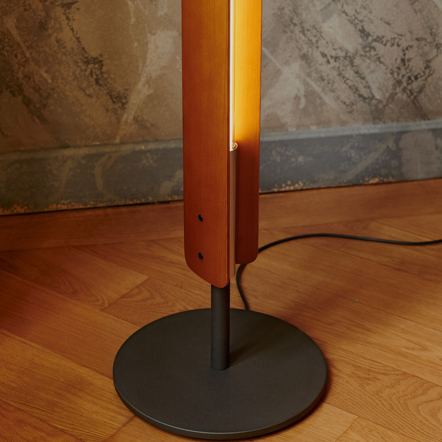 Flos Seki-Han LED-Stehleuchte aus Eschenholz und Metall in Schwarz und Chrom, dimmbar und verstellbar - Bild 3