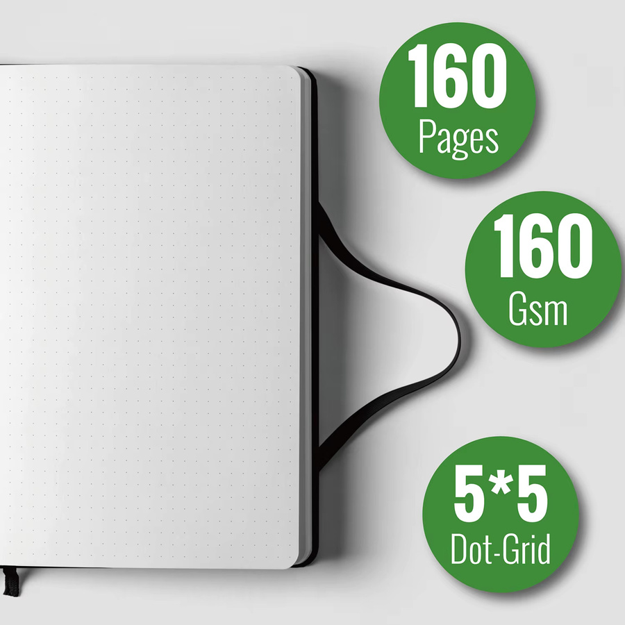 BUKE DOT-GRID MOON Stars Skizzenbuch und gepunktetes Tagebuch mit Hardcover aus schwarzem Stoff, A5, 160 Seiten aus 160 g/m2 Bambuspapier - Bild 3