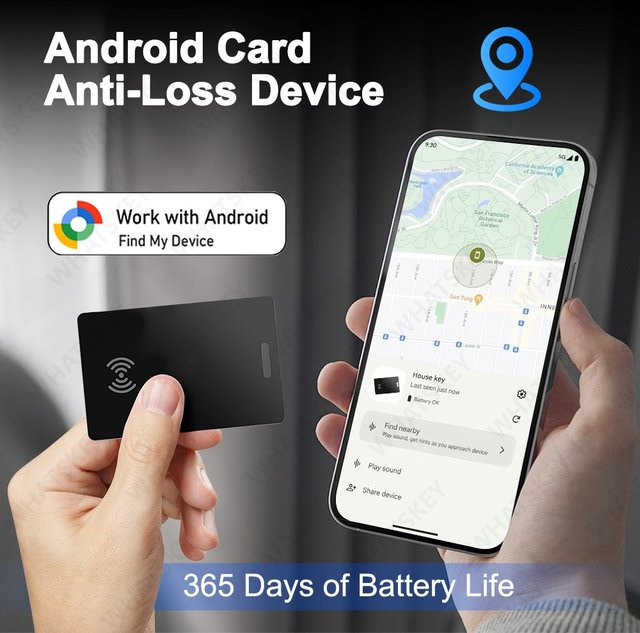 Peocke Ultradünnes Tracking-Karten-Portemonnaie mit GPS-Tracker und Google Find My App Unterstützung, Schwarz, Wasserdicht IPX6 - Bild 1