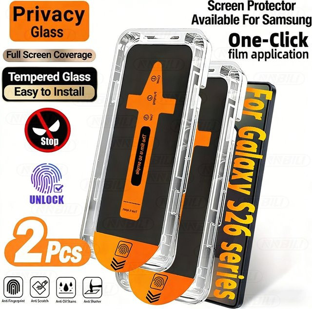 NNBILI 2 Stück Sichtschutz-Displayschutzfolien aus gehärtetem Glas für Samsung Galaxy S26 Ultra S25 S24 S23 S22 S21 Plus, transparent - Bild 1