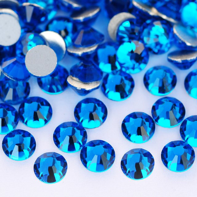 YANRUO Strass Kristallstein Capri Blue, Glänzend, Flatback - Bild 1