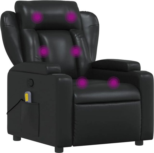 vidaXL Massagesessel mit Vibrationsfunktion und Liegefunktion in Schwarz aus Kunstleder - Bild 1