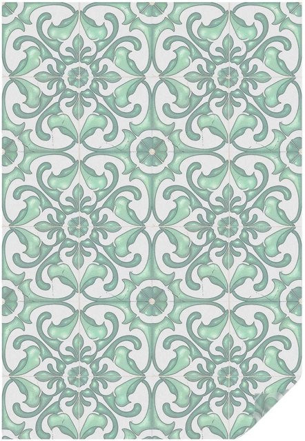 Tulup Buntglasfolie Grüne Symmetrie Fensterfolie mit Motiv in Grün, Breite: 100 cm, Höhe: 146 cm - Bild 1