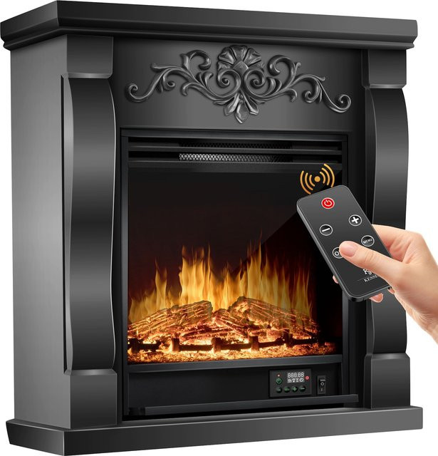 KESSER Elektrokamin Standkamin in Schwarz mit LED 3D-Flammeneffekt, 1800W Heizleistung, Thermostat und Fernbedienung - Bild 1