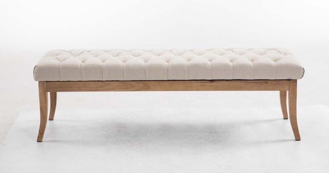 TPFLiving Sitzbank Romeo Chesterfield aus Stoff in Creme, Breite: 150 cm - Bild 1