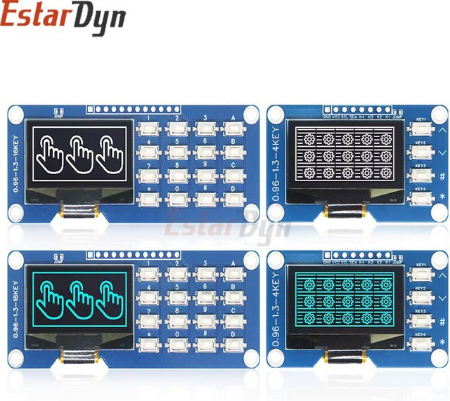 Estardyn 1,3 Zoll OLED-Display mit 4x4 Tastaturmodul SSD1116 128x64 I2C/SPI Bildschirm für Raspberry Pi in Weiß und Blau - Bild 1