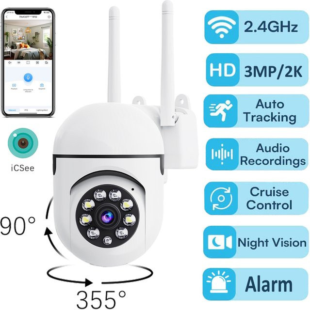 XVIM 2K WiFi Smart Home Indoor IP Überwachungskamera mit AI-Erkennung und automatischem Tracking in Weiß - Bild 1