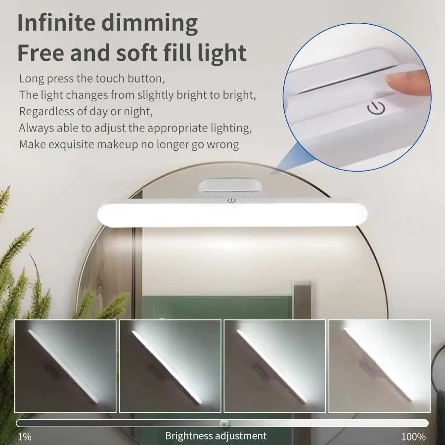 GGBEE LED Spiegel Beleuchtung mit integriertem LED Licht, Magnetische Touch Make-Up Lampe und Augenschutz für Kleiderschrank und Schlafsaal - Bild 2
