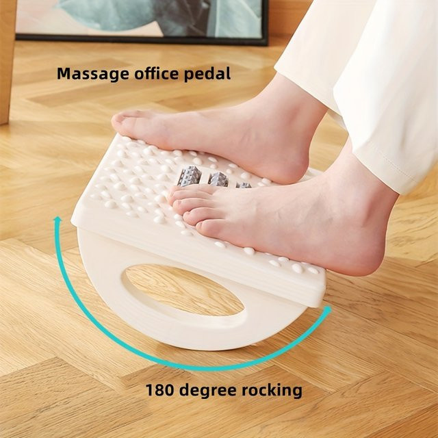 Ergonomischer Massage-Fußhocker von LIUSHADUOLA in Weiß mit Rollen für Home Office und Wohnzimmer - Bild 1