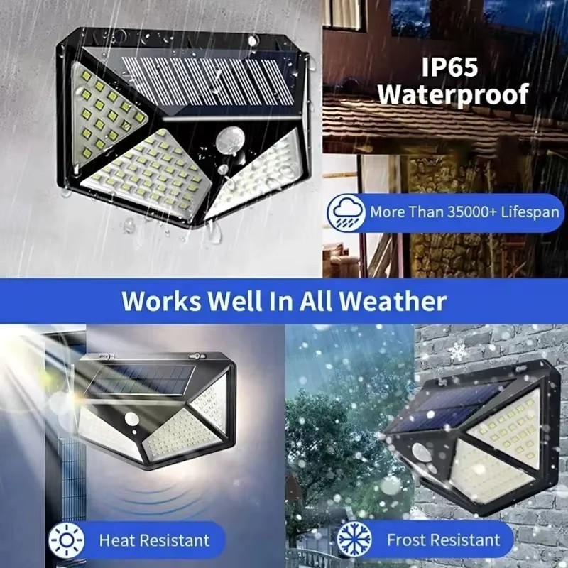 Heinast Solar-Wandlampe mit 100 LED und PIR-Bewegungssensor, moderne Solarleuchte für Garten und Hof, Schwarz - Bild 2