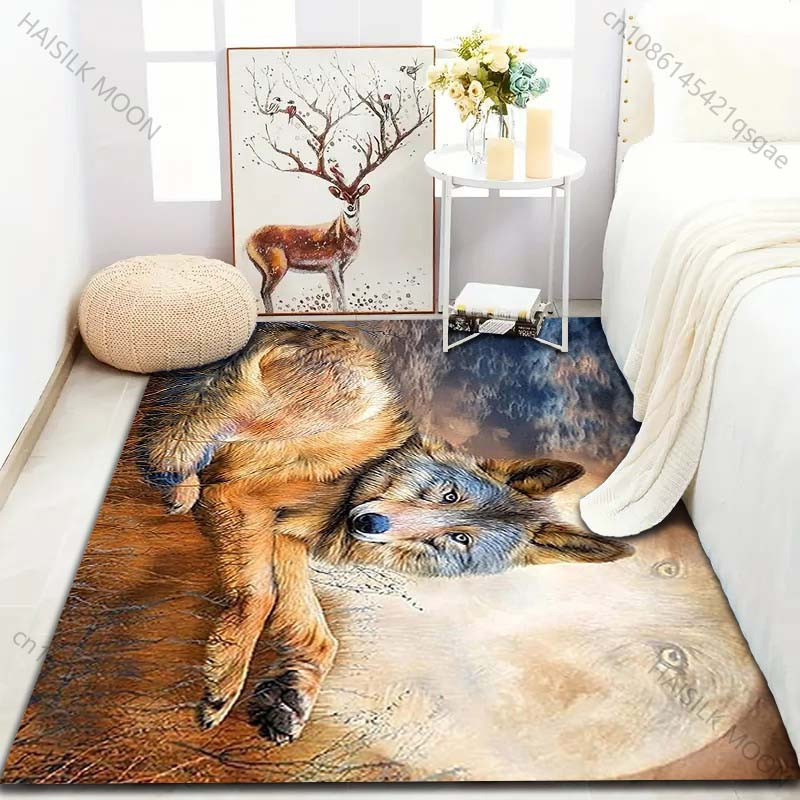 UQIDEHOME Vintage Art Wolf Teppich, Mehrfarbig, B/T: 80 x 50 cm - Bild 6