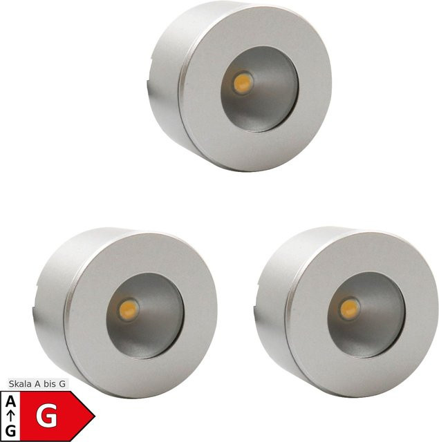3er Set LED Unterbauleuchten Mini-Star in Silber-Grau mit warmweißem Licht - Bild 1