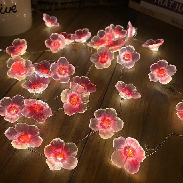 3M Kirschblüten-Feen-Lichterkette mit 30 LED in Pink, batteriebetrieben für deine Dekoration im Freien - Bild 1