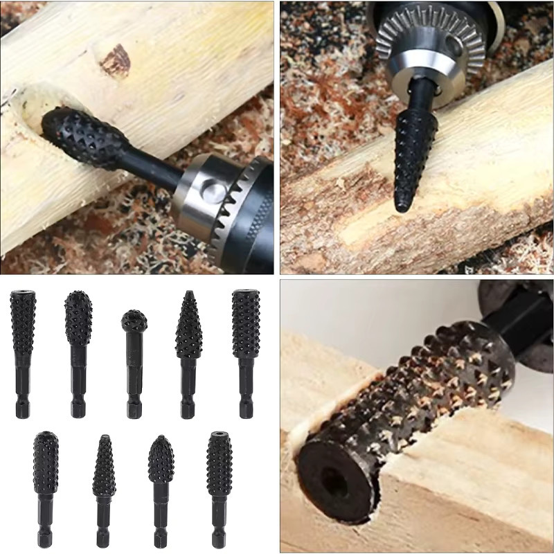 AXE SHAN Rotary Dateien Set für elektrische Bohrer und Schleifer in Schwarz mit Double Cut Fräsern und Raspelköpfen für Holzbearbeitung und Schnitzarbeiten - Bild 3