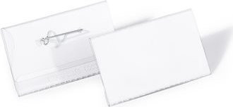 DURABLE Namensschild mit Wellennadel transparent B: 7,5 cm, H: 4 cm, 100 Stück - Bild 1