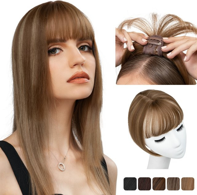 SARLA Haarteil Pony, Synthetisch, Weiß, 10 Zoll - Bild 1