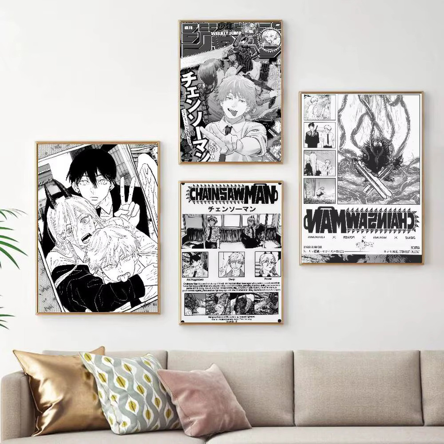 Japan Classic C-Chainsaw Man Selbstklebendes Anime Kunstposter in Schwarz und Weiß von Rastar - Bild 3