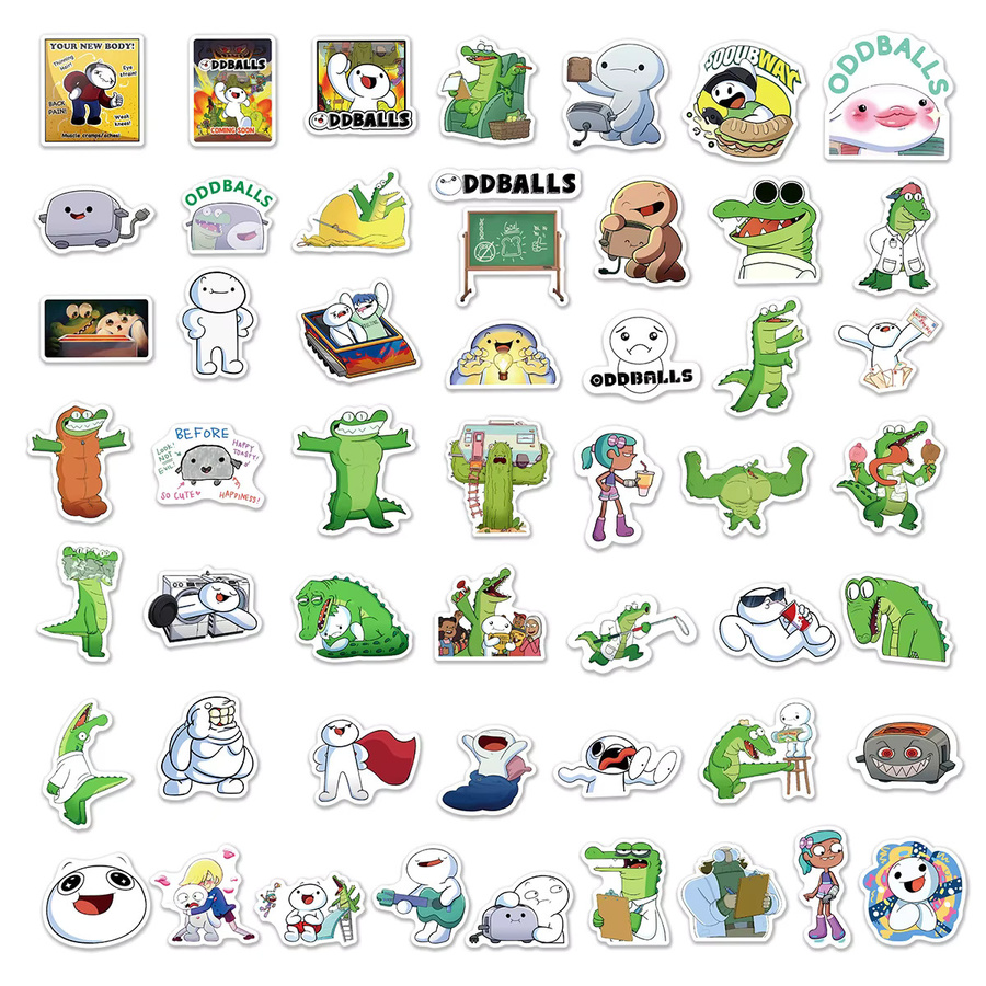 50 Stück Oddballs Big White Crocodile Graffiti-Aufkleber, wasserfest, mehrfarbig - Bild 3