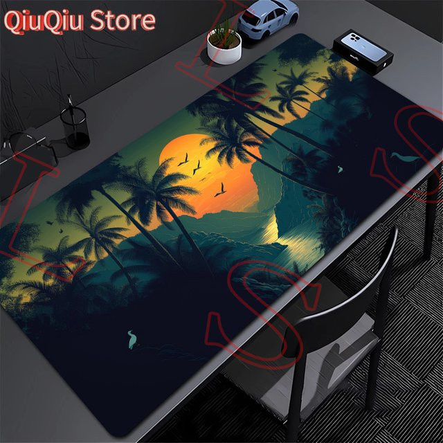 Rutschfestes Mauspad von Potdemiel mit Sonne und Mond Landschaft Design in Multicolour für PC und Büro - Bild 1