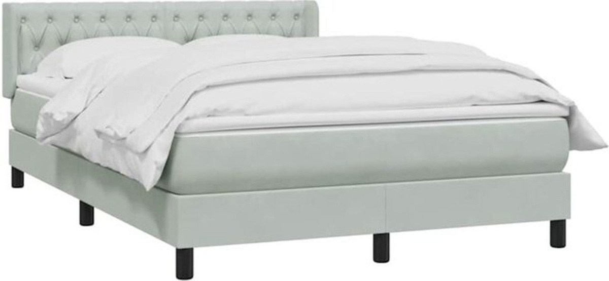 vidaxl Boxspringbett mit Matratze in Grau aus Samt, B/T/H: 160 x 220 cm - Bild 1