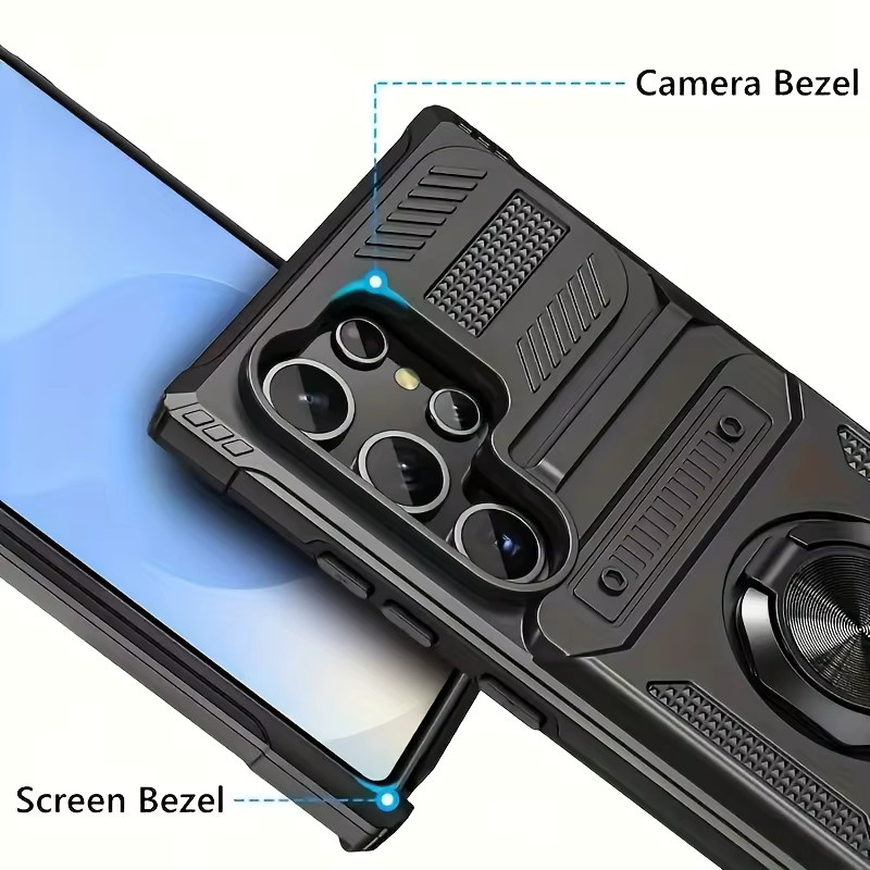 Samsung Handyhülle mit Kartensteckplatz für Galaxy S25 S24 S23 Ultra A14 A15 A25 A35 A55 A16 A26 A36 A56 in Schwarz - Bild 3