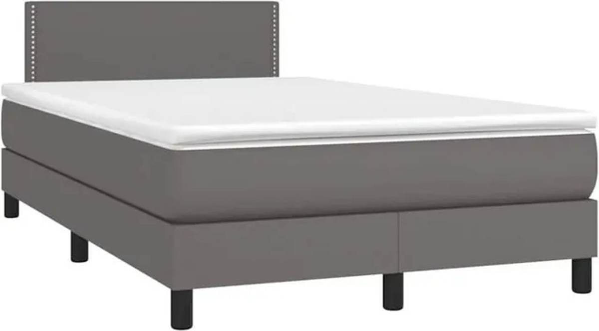 vidaxl Boxspringbett mit Matratze in Grau aus Kunstleder B/T/H: 120 x 190 cm - Bild 1