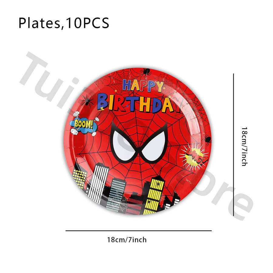 Bandai Anime Spiderman Geburtstagsparty-Zubehör, Spiralteller, Ballon, Tortendekoration - Bild 3