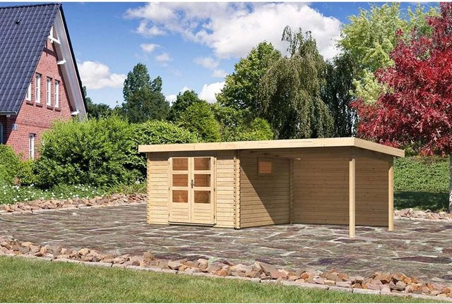 Karibu Holz-Gartenhaus Jeebel 3 in Natur mit Pultdach und moderner Blockbohlenbauweise, B/T: 282 x 282 cm - Bild 1