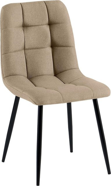 CLP Esszimmerstuhl Tilde Küchenstuhl gepolstert mit gestepptem Bezug in Beige mit Metallgestell - Bild 1