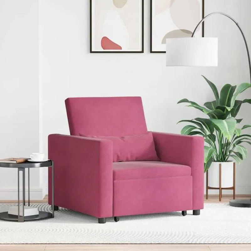 Schlafsofa vidaXL aus Samt in Weinrot, Modern und Minimalistisch, B/T/H: 165 x 90 x 87 cm - Bild 1