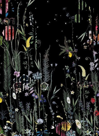 Christian Lacroix Tapete Babylonia Nights Panoramic Crepuscule in Schwarz/Mehrfarbig mit floralem Design aus Vlies - Bild 1