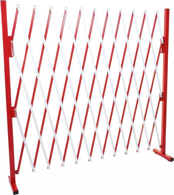 MCW Absperrgitter B34 Scherengitter ausziehbar aus Aluminium in Rot-Weiß, Höhe: 153 cm, Breite: 36-300 cm - Bild 1