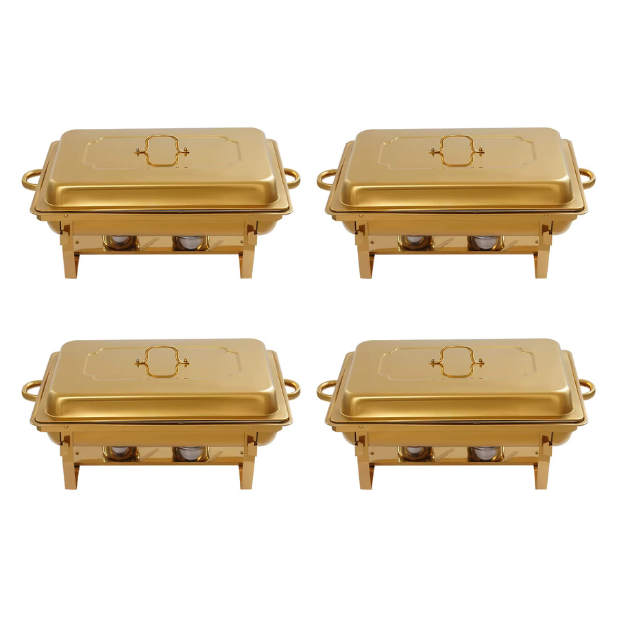 Bymaocar 4er-Pack Chafing Dish Buffet-Set aus Edelstahl in Gold - Bild 3