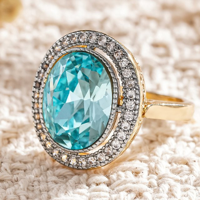 Huitan Damenring, Bicolor, Zirkonia, blau - Bild 1