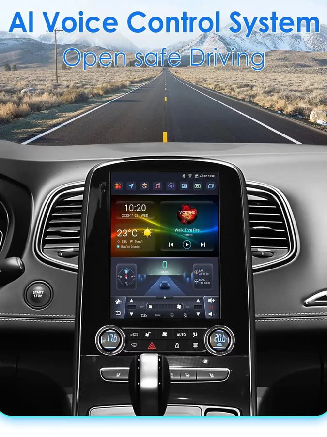 OSSURET Android 13 Auto Multimedia Player für Renault Scenic mit 9,7 Zoll Display, Tesla-Stil, GPS, 4G, Carplay und Rückfahrkamera, Schwarz - Bild 5