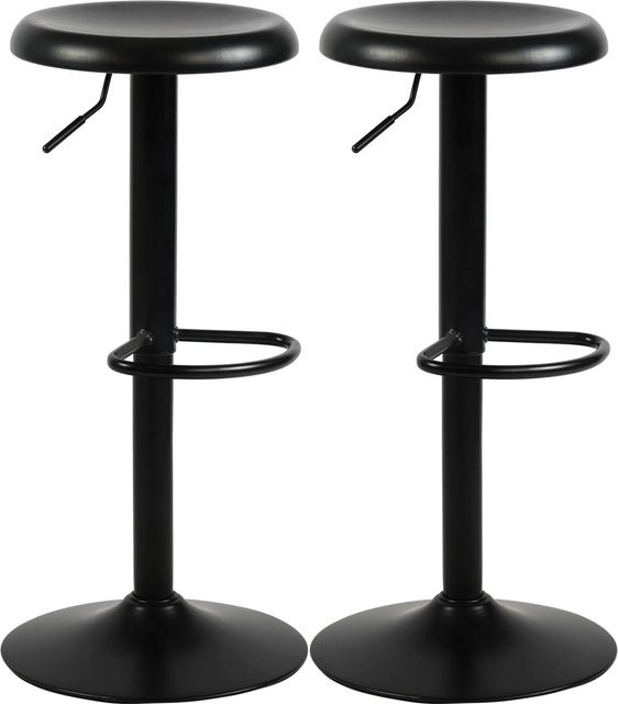 DELUKE 2er Set Barhocker HIKAR Barstühle aus Metall in Schwarz Matt, höhenverstellbar und drehbar, B/T/H: 38,5 x 38,5 x 58 cm - Bild 1